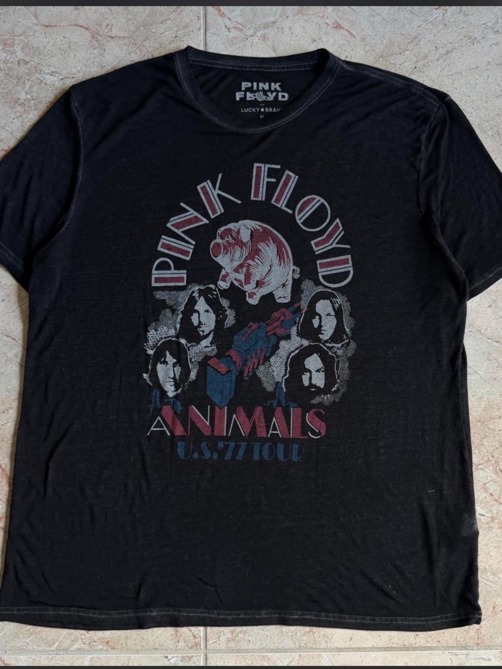 Pink Floyd Black Graphic 'Animals' Tour Tee with Red/Blue Accent by Lucky Brand